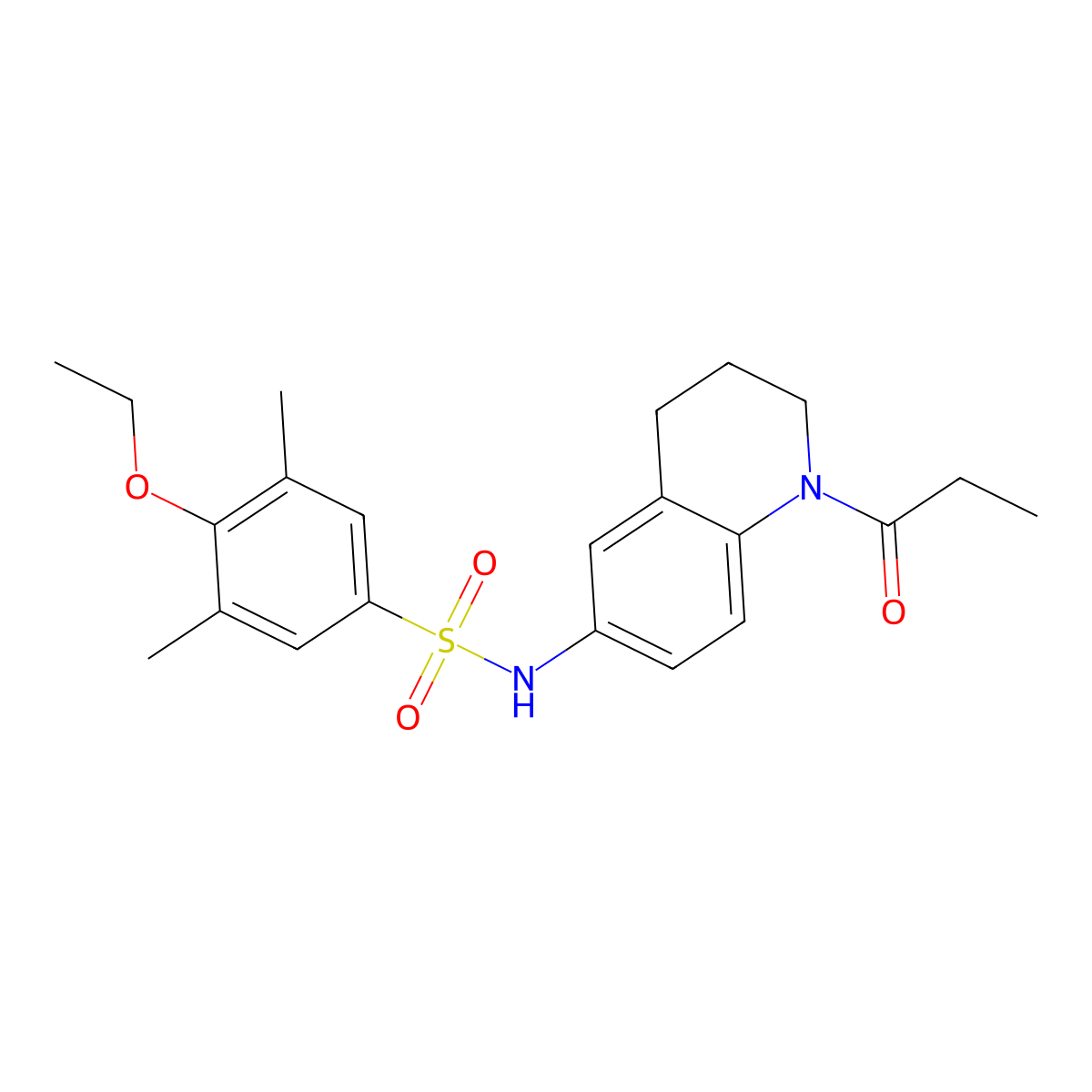 4-ethoxy-3,5-dimethyl-N-(1-propionyl-1,2,3,4-tetrahydroquinolin-6-yl)benzenesulfonamide molecular structure, CAS 1021039-75-7