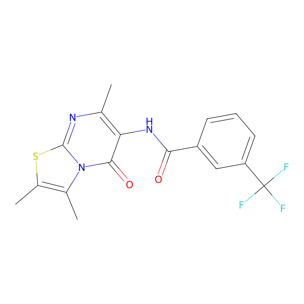 3-(trifluoromethyl)-N-(2,3,7-trimethyl-5-oxo-5H-thiazolo[3,2-a]pyrimidin-6-yl)benzamide molecular structure, CAS 1021039-80-4