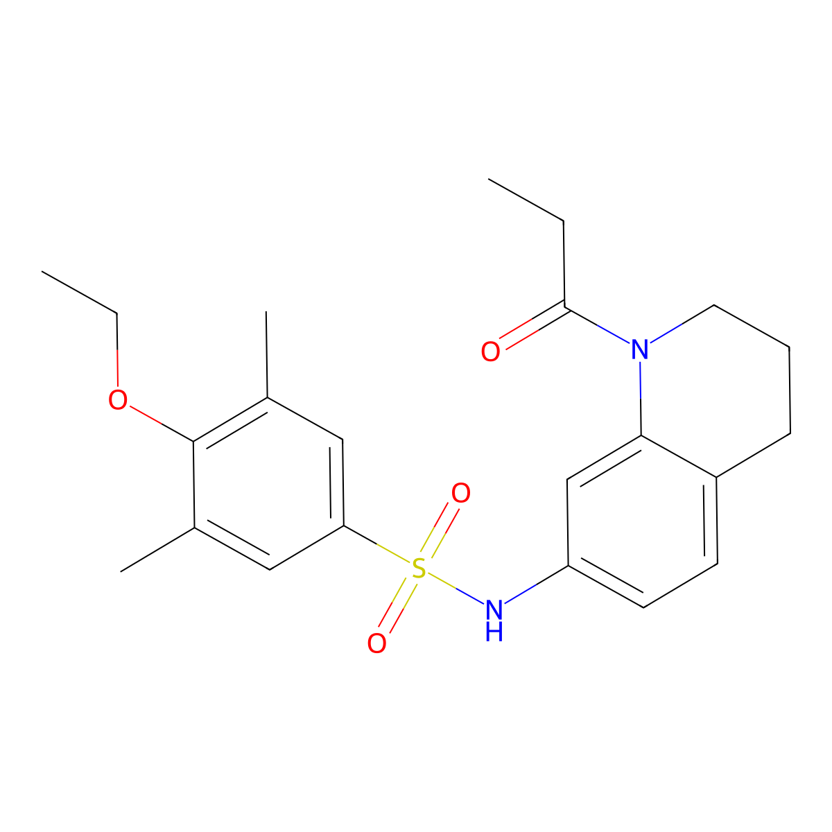 4-ethoxy-3,5-dimethyl-N-(1-propionyl-1,2,3,4-tetrahydroquinolin-7-yl)benzenesulfonamide molecular structure, CAS 1021039-91-7