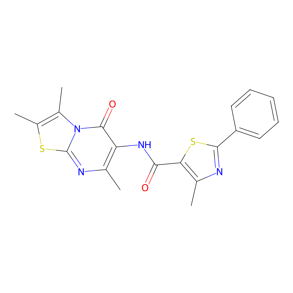 4-methyl-2-phenyl-N-(2,3,7-trimethyl-5-oxo-5H-thiazolo[3,2-a]pyrimidin-6-yl)thiazole-5-carboxamide molecular structure, CAS 1021040-02-7