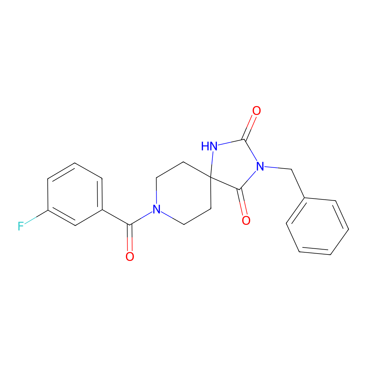 3-Benzyl-8-(3-fluorobenzoyl)-1,3,8-triazaspiro[4.5]decane-2,4-dione molecular structure, CAS 1021040-04-9