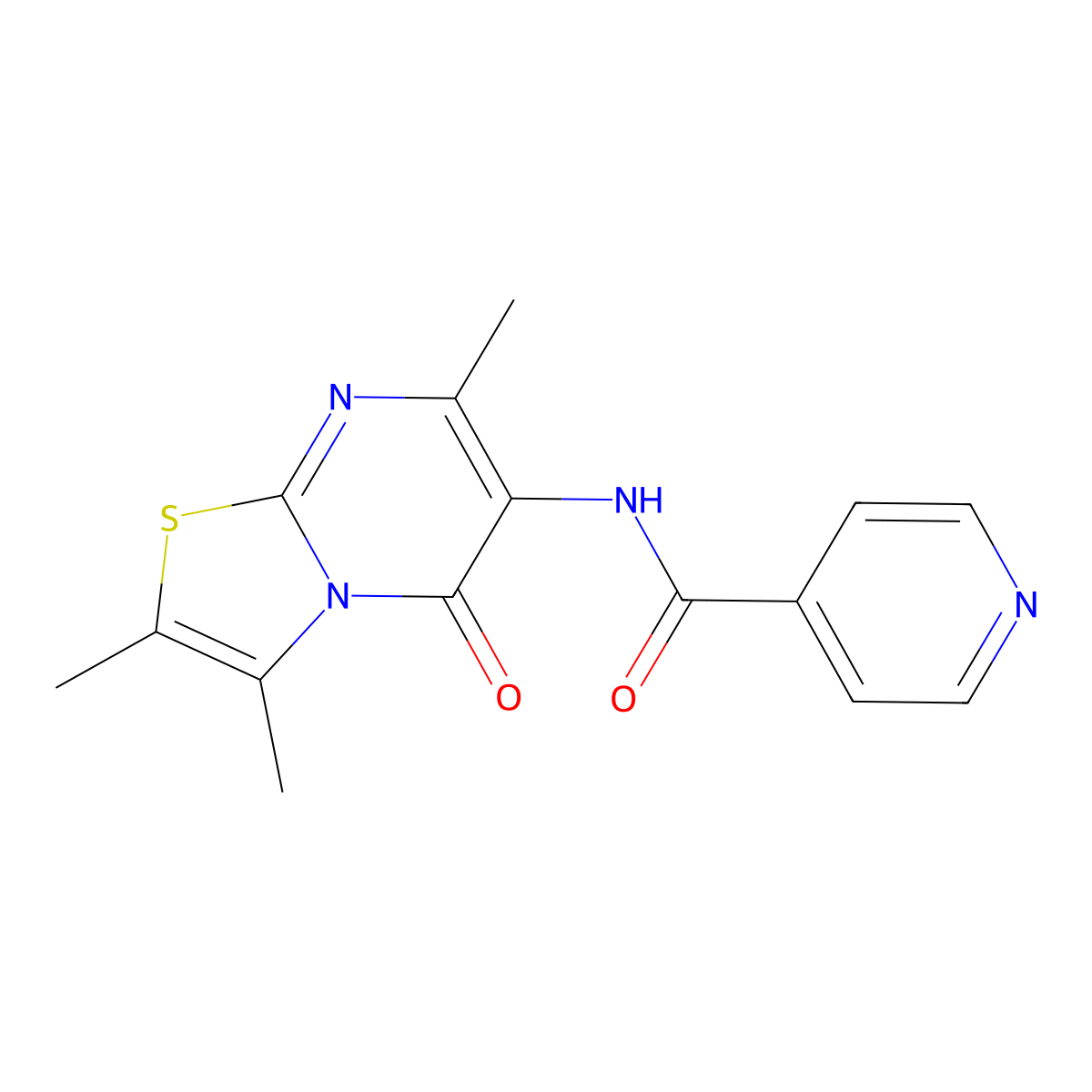N-(2,3,7-trimethyl-5-oxo-5H-thiazolo[3,2-a]pyrimidin-6-yl)isonicotinamide molecular structure, CAS 1021040-11-8