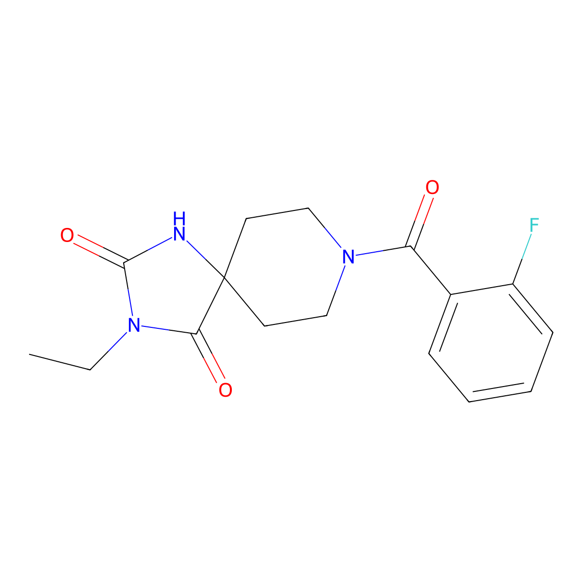 3-Ethyl-8-(2-fluorobenzoyl)-1,3,8-triazaspiro[4.5]decane-2,4-dione molecular structure, CAS 1021040-14-1