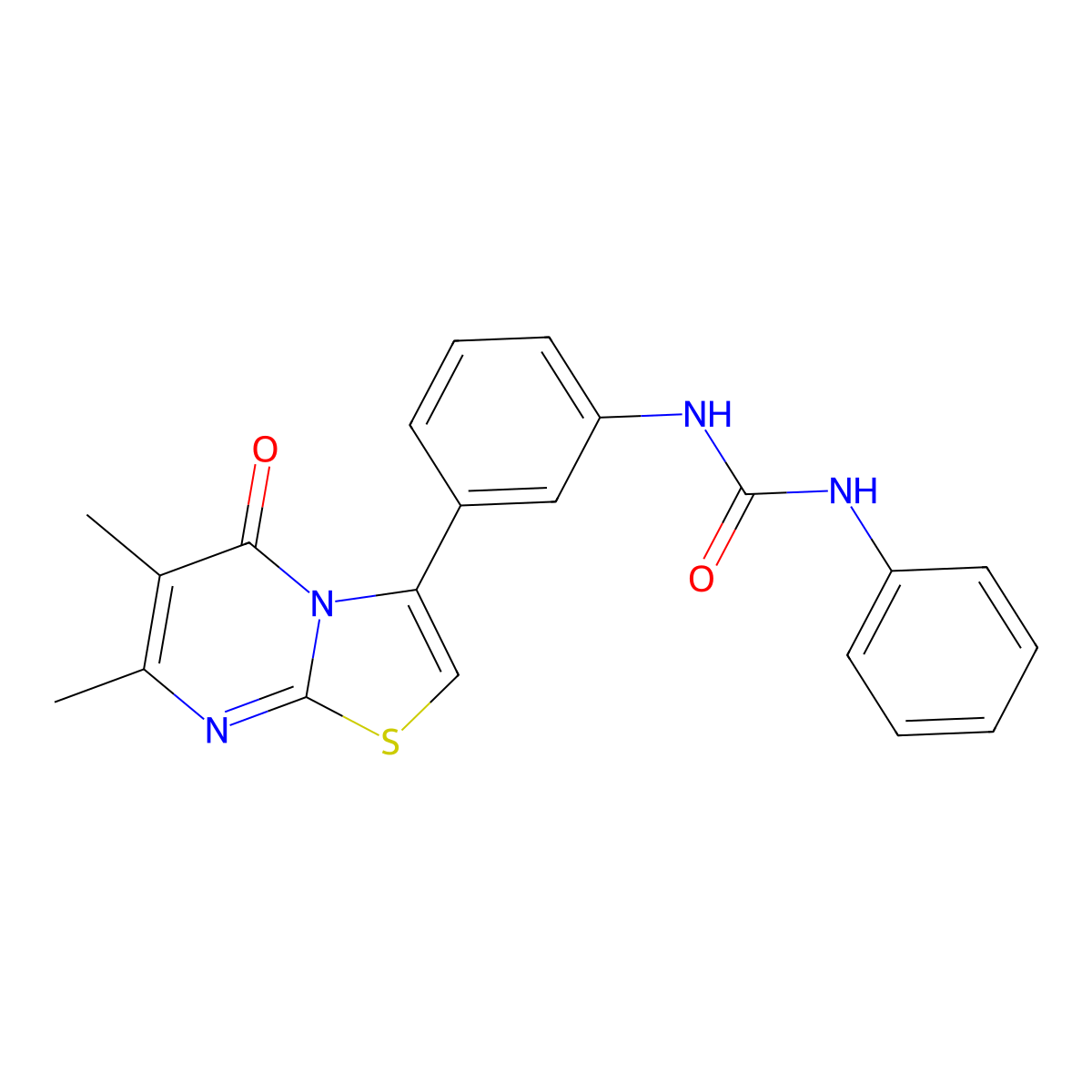 1-(3-(6,7-dimethyl-5-oxo-5H-thiazolo[3,2-a]pyrimidin-3-yl)phenyl)-3-phenylurea molecular structure, CAS 1021040-21-0