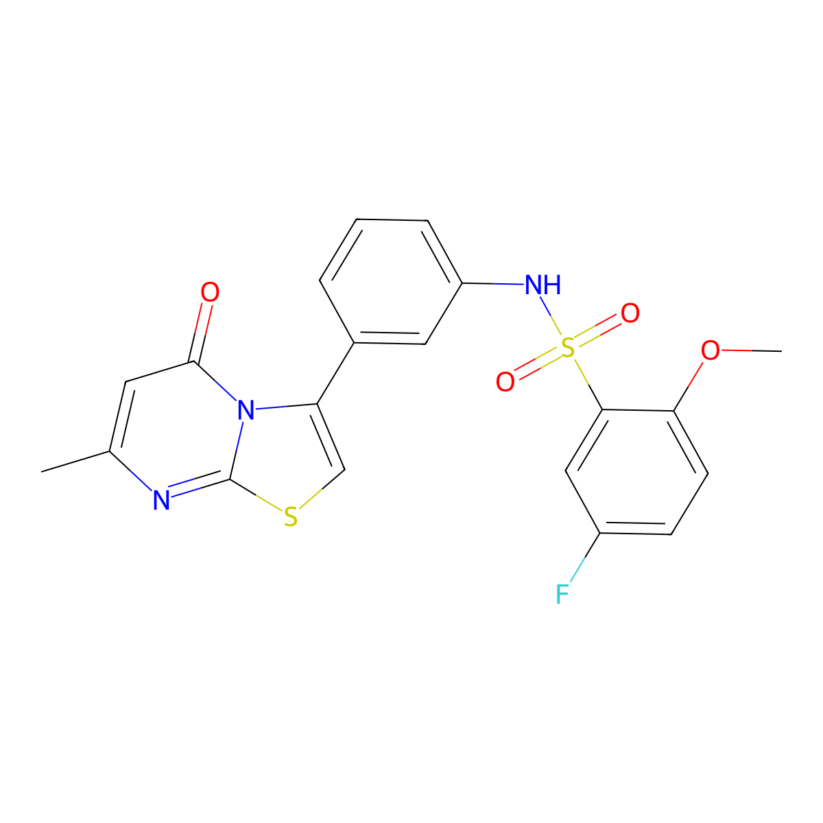 5-fluoro-2-methoxy-N-(3-(7-methyl-5-oxo-5H-thiazolo[3,2-a]pyrimidin-3-yl)phenyl)benzenesulfonamide molecular structure, CAS 1021040-24-3
