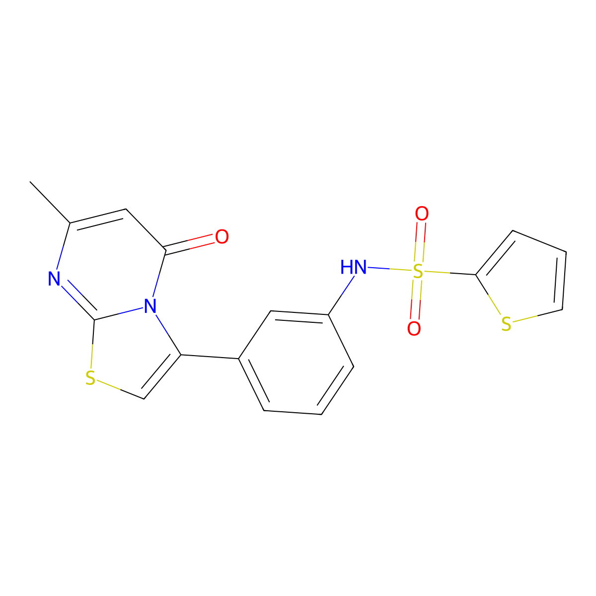 N-(3-(7-methyl-5-oxo-5H-thiazolo[3,2-a]pyrimidin-3-yl)phenyl)thiophene-2-sulfonamide molecular structure, CAS 1021040-27-6