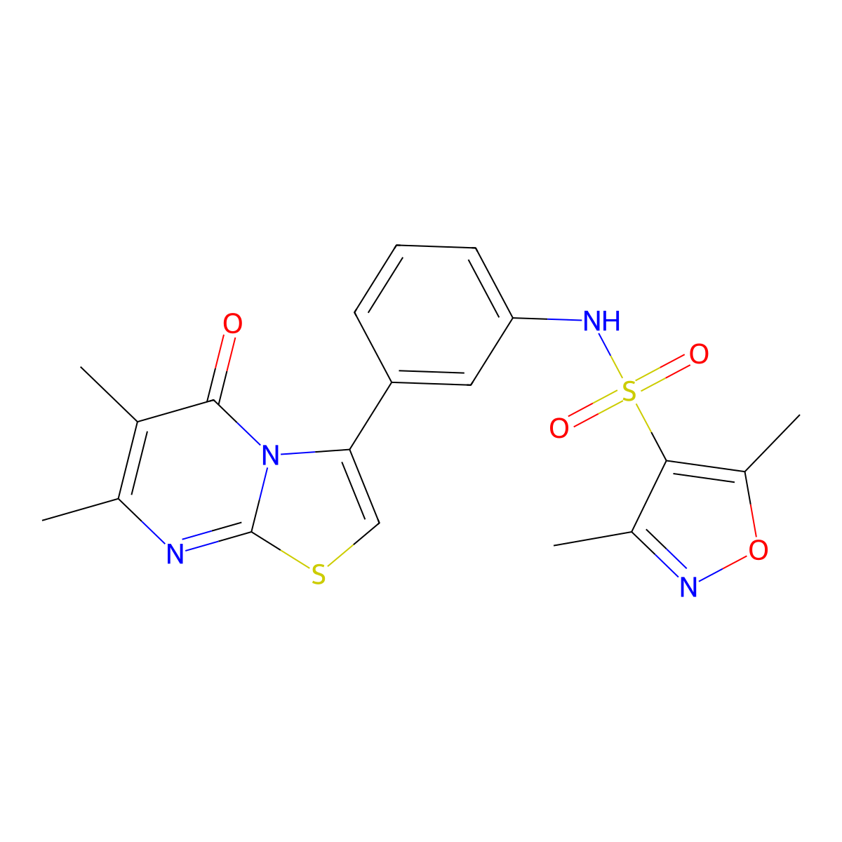 N-(3-(6,7-dimethyl-5-oxo-5H-thiazolo[3,2-a]pyrimidin-3-yl)phenyl)-3,5-dimethylisoxazole-4-sulfonamide molecular structure, CAS 1021040-30-1