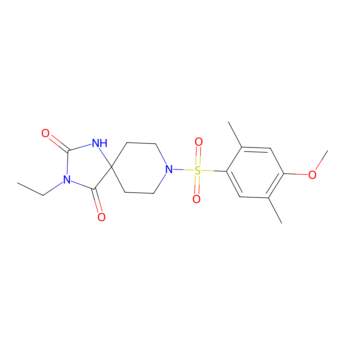 3-Ethyl-8-((4-methoxy-2,5-dimethylphenyl)sulfonyl)-1,3,8-triazaspiro[4.5]decane-2,4-dione molecular structure, CAS 1021040-32-3
