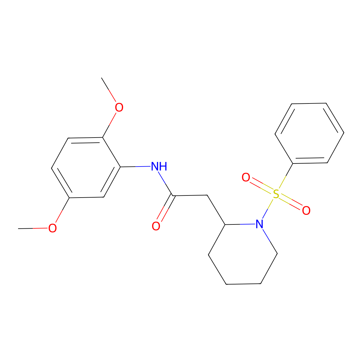 N-(2,5-dimethoxyphenyl)-2-(1-(phenylsulfonyl)piperidin-2-yl)acetamide molecular structure, CAS 1021040-35-6