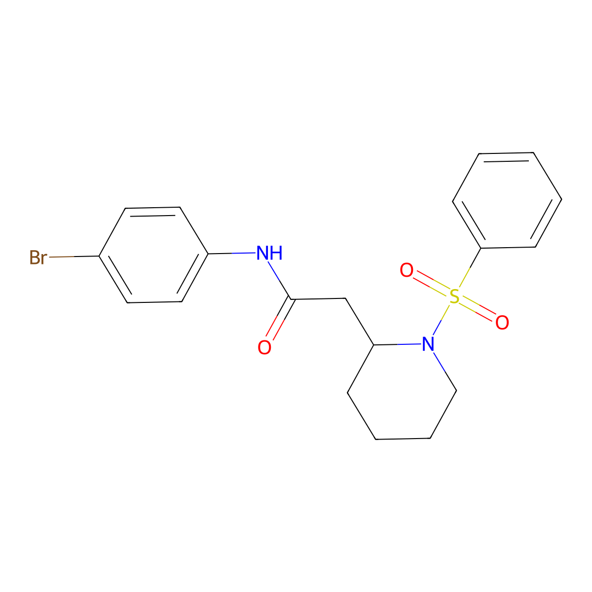 N-(4-bromophenyl)-2-(1-(phenylsulfonyl)piperidin-2-yl)acetamide molecular structure, CAS 1021040-38-9