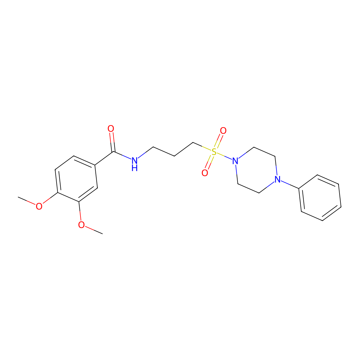 3,4-dimethoxy-N-(3-((4-phenylpiperazin-1-yl)sulfonyl)propyl)benzamide molecular structure, CAS 1021040-39-0