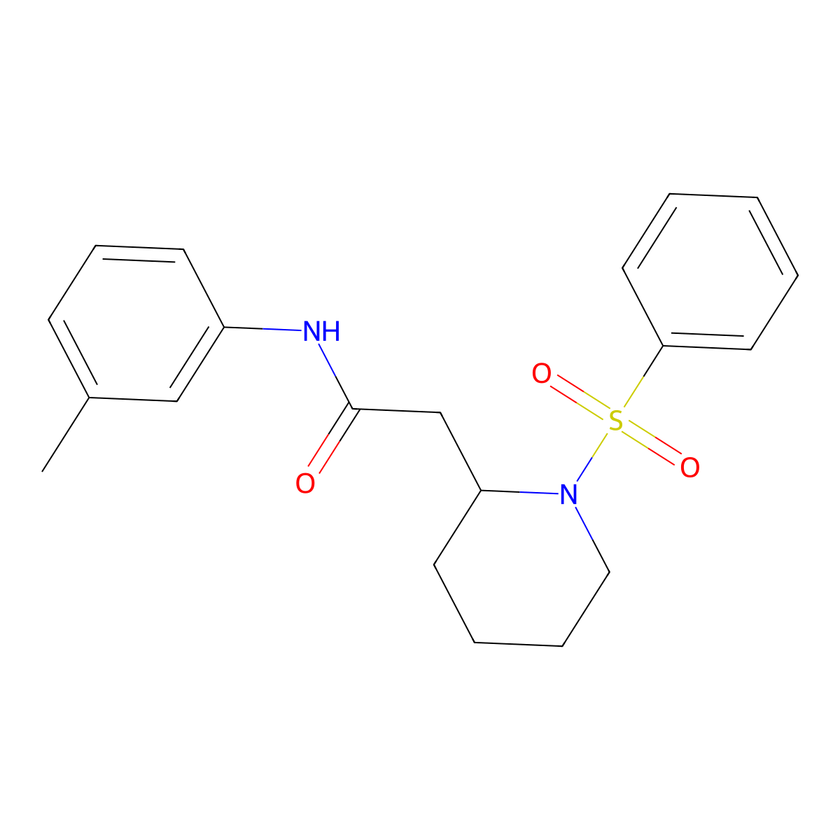 2-(1-(phenylsulfonyl)piperidin-2-yl)-N-(m-tolyl)acetamide molecular structure, CAS 1021040-40-3
