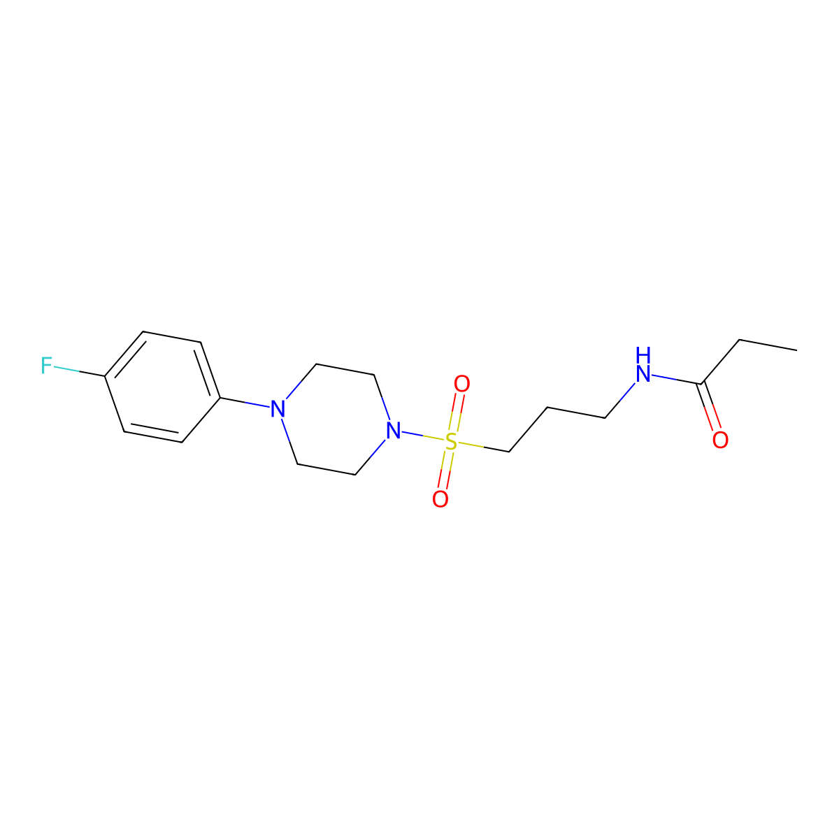 N-(3-((4-(4-fluorophenyl)piperazin-1-yl)sulfonyl)propyl)propionamide molecular structure, CAS 1021040-51-6