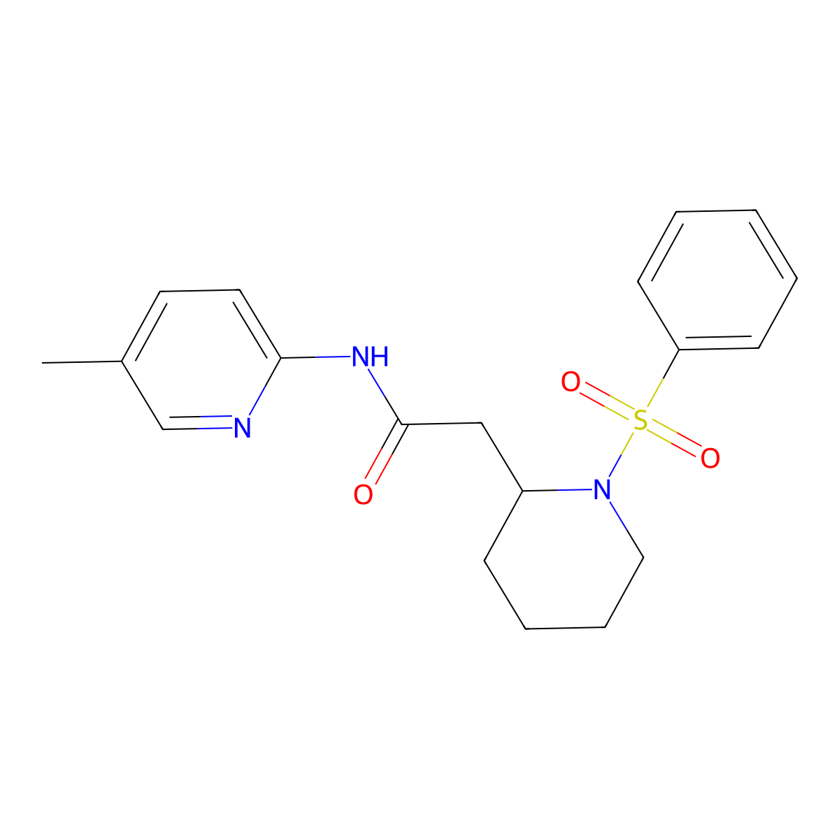 N-(5-methylpyridin-2-yl)-2-(1-(phenylsulfonyl)piperidin-2-yl)acetamide molecular structure, CAS 1021040-64-1