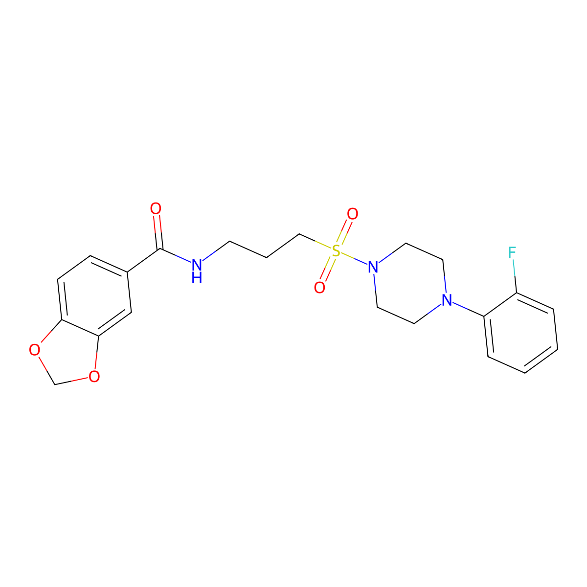 N-(3-((4-(2-fluorophenyl)piperazin-1-yl)sulfonyl)propyl)benzo[d][1,3]dioxole-5-carboxamide molecular structure, CAS 1021040-75-4