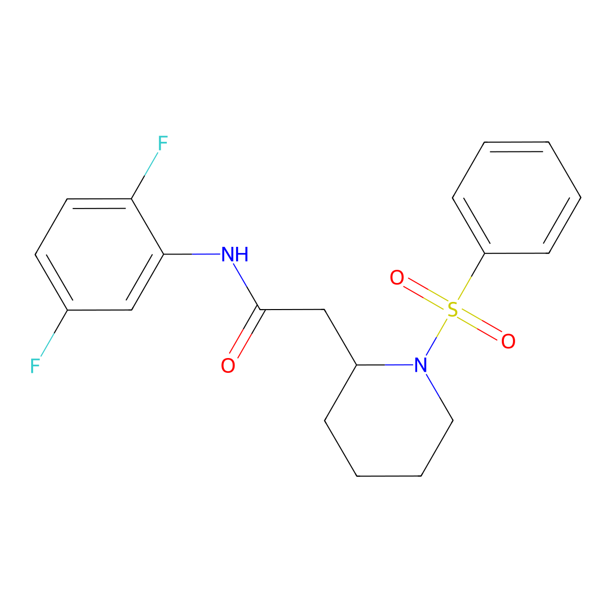 N-(2,5-difluorophenyl)-2-(1-(phenylsulfonyl)piperidin-2-yl)acetamide molecular structure, CAS 1021040-77-6