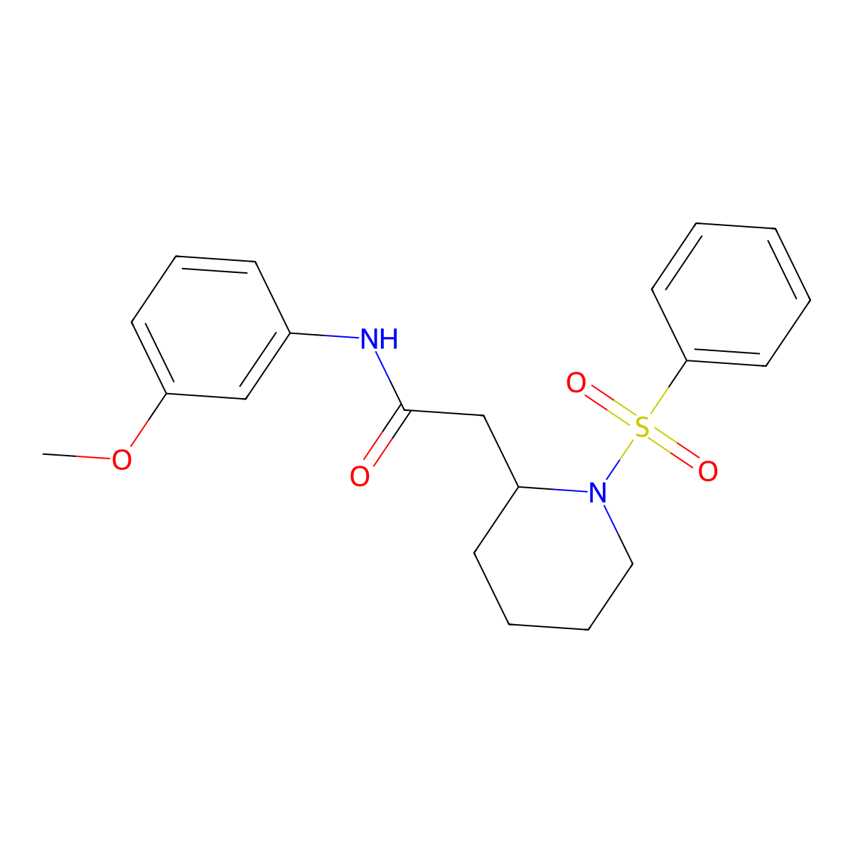 N-(3-methoxyphenyl)-2-(1-(phenylsulfonyl)piperidin-2-yl)acetamide molecular structure, CAS 1021040-86-7