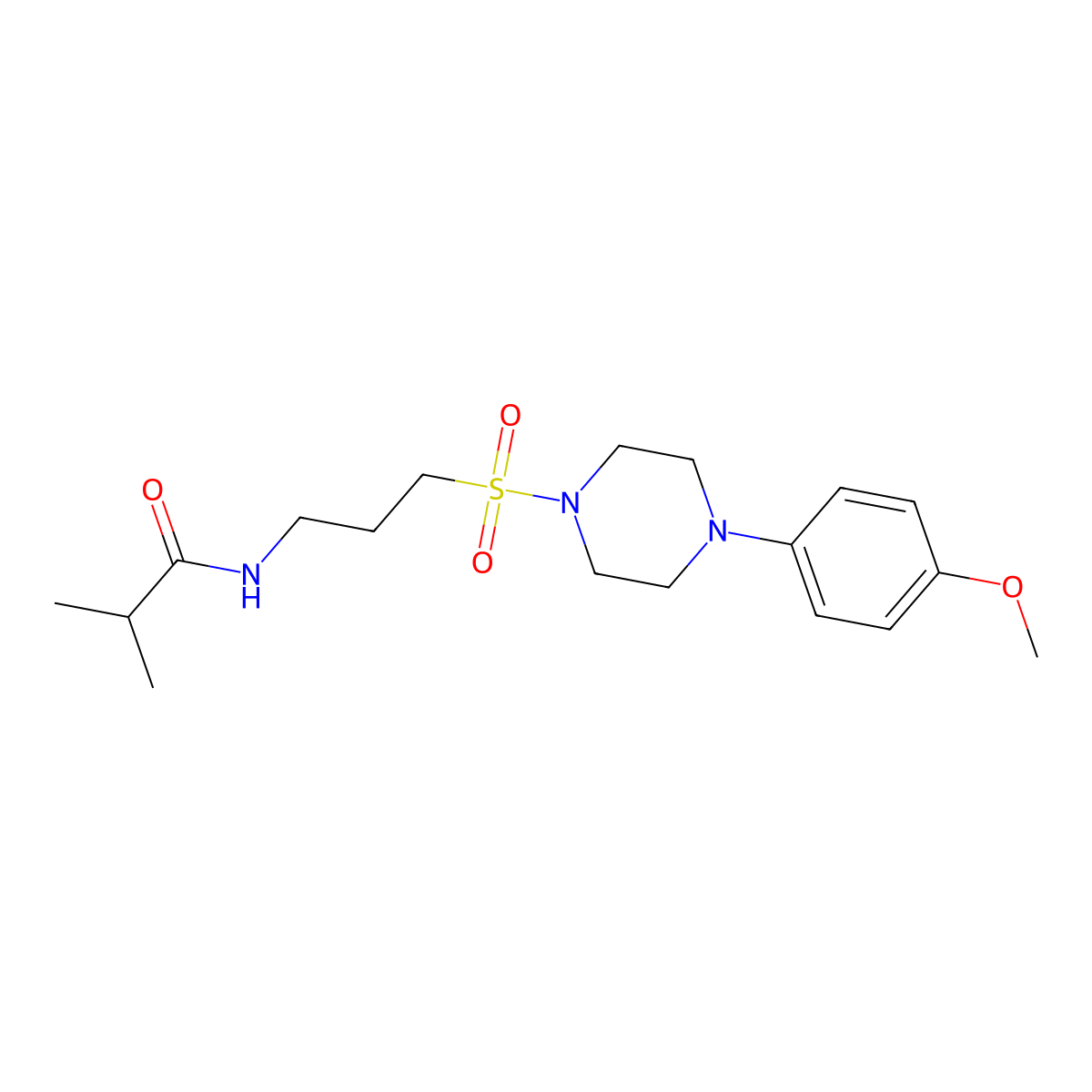 N-(3-((4-(4-methoxyphenyl)piperazin-1-yl)sulfonyl)propyl)isobutyramide molecular structure, CAS 1021040-87-8