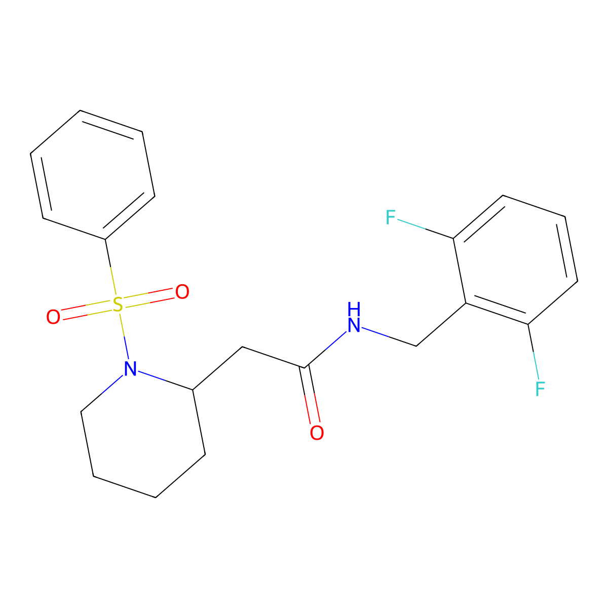 N-(2,6-difluorobenzyl)-2-(1-(phenylsulfonyl)piperidin-2-yl)acetamide molecular structure, CAS 1021040-93-6