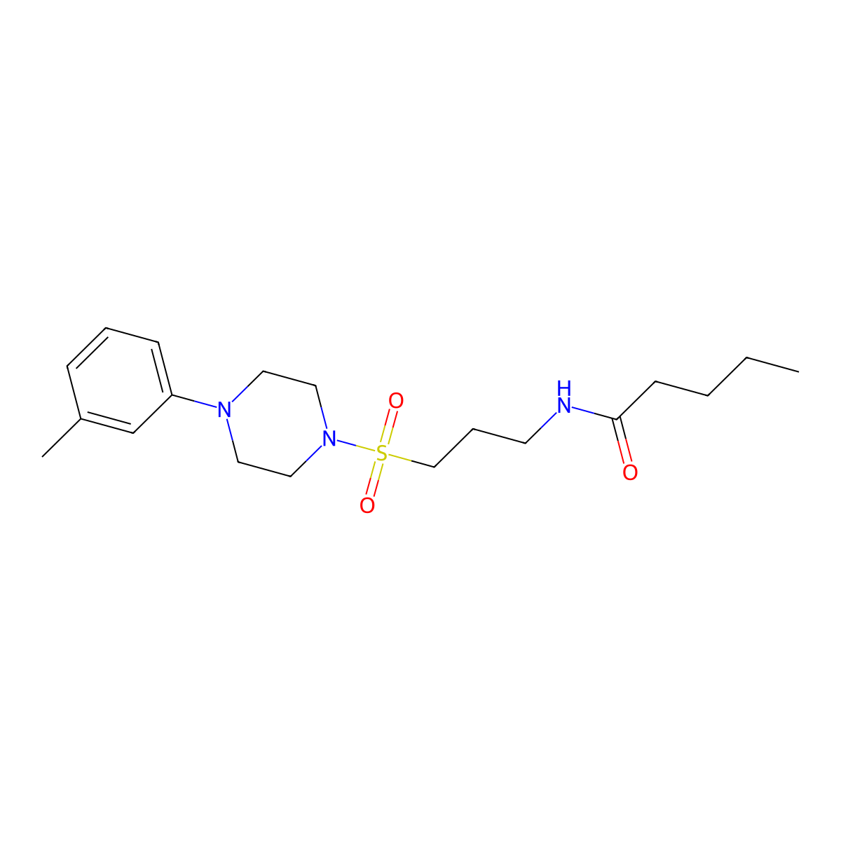 N-(3-((4-(m-tolyl)piperazin-1-yl)sulfonyl)propyl)pentanamide molecular structure, CAS 1021040-98-1