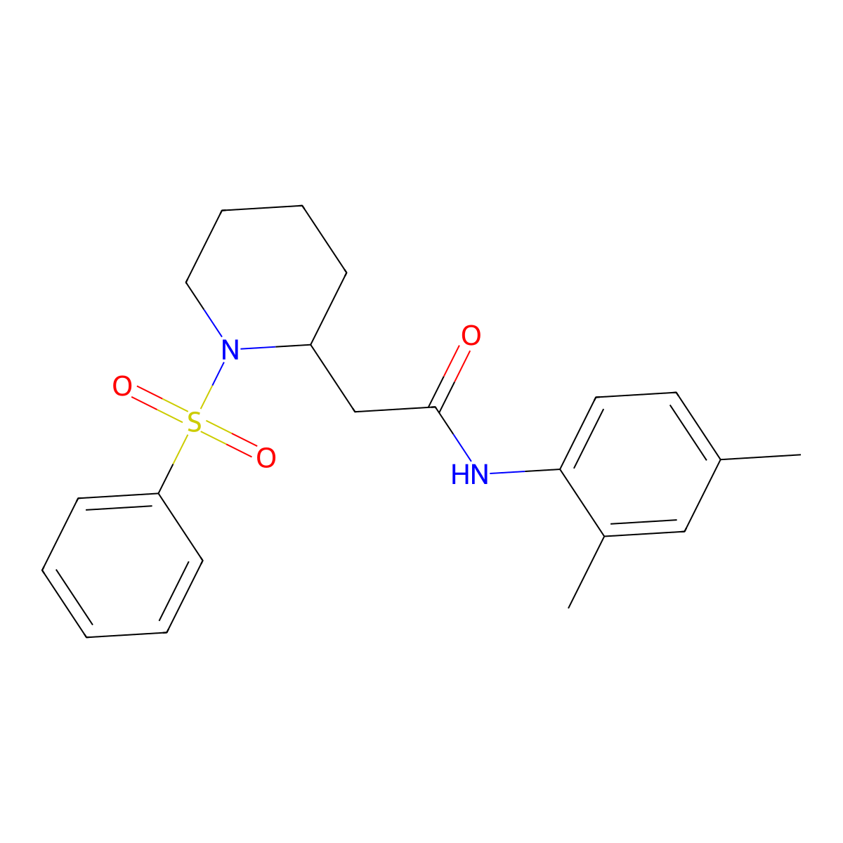 N-(2,4-dimethylphenyl)-2-(1-(phenylsulfonyl)piperidin-2-yl)acetamide molecular structure, CAS 1021041-04-2