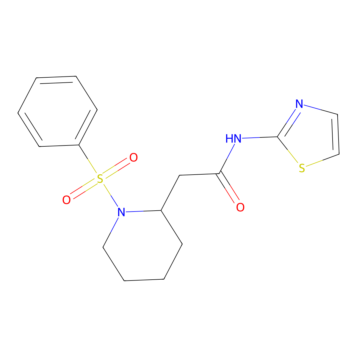2-(1-(phenylsulfonyl)piperidin-2-yl)-N-(thiazol-2-yl)acetamide molecular structure, CAS 1021041-08-6