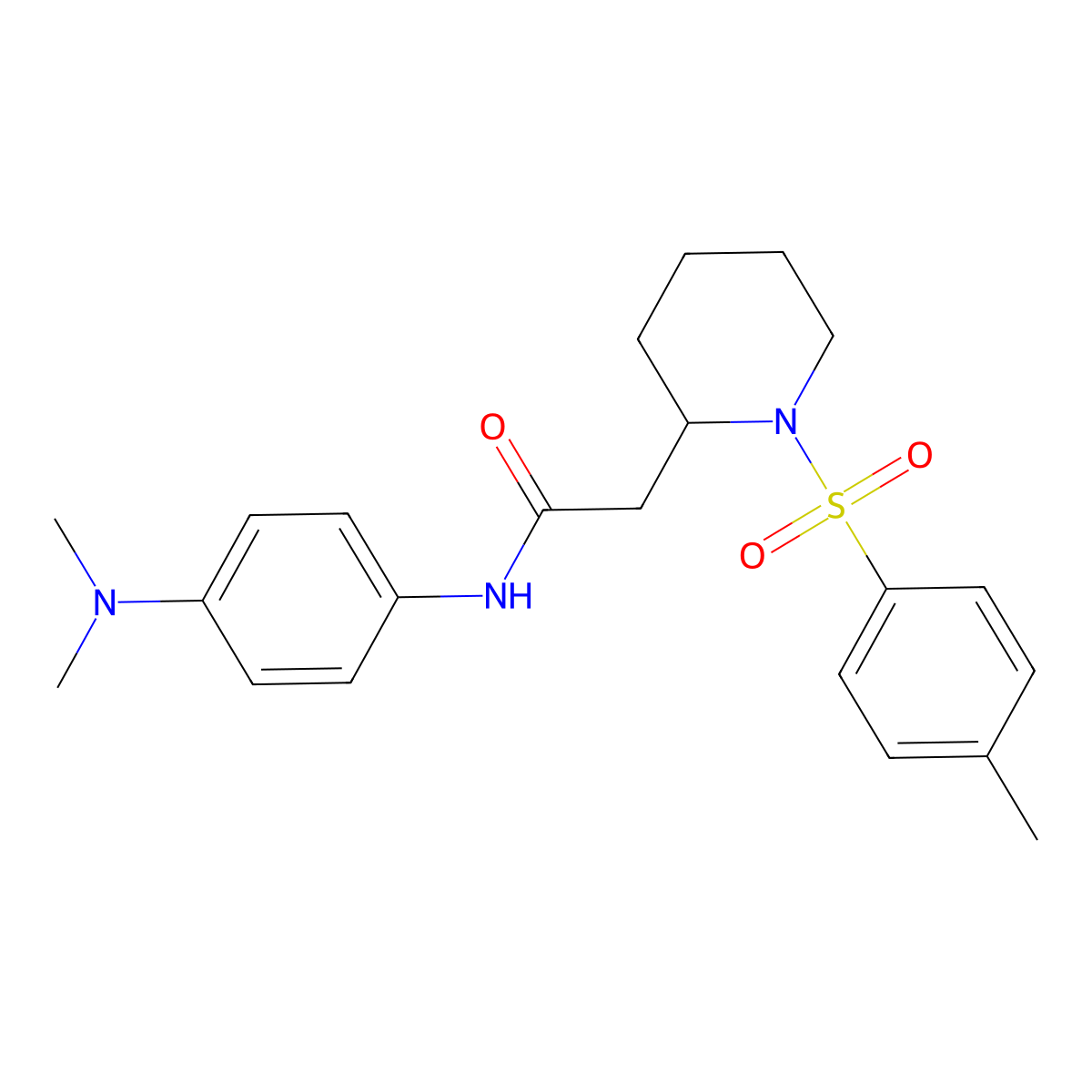 N-(4-(dimethylamino)phenyl)-2-(1-tosylpiperidin-2-yl)acetamide molecular structure, CAS 1021041-18-8