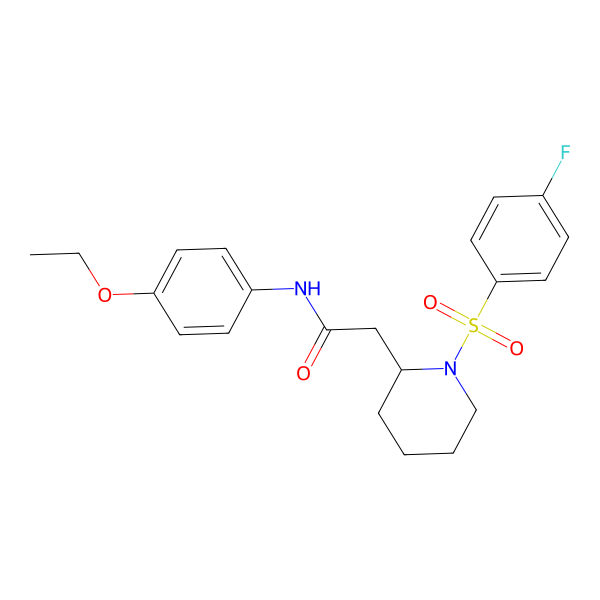 N-(4-ethoxyphenyl)-2-(1-((4-fluorophenyl)sulfonyl)piperidin-2-yl)acetamide molecular structure, CAS 1021041-32-6