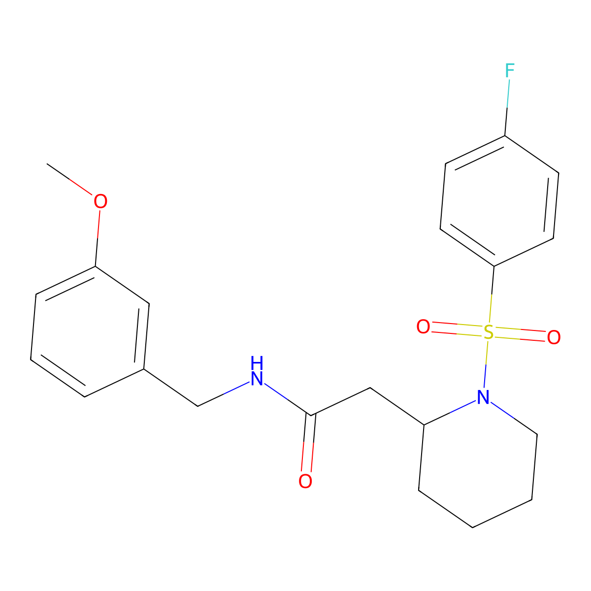 2-(1-((4-fluorophenyl)sulfonyl)piperidin-2-yl)-N-(3-methoxybenzyl)acetamide molecular structure, CAS 1021041-49-5