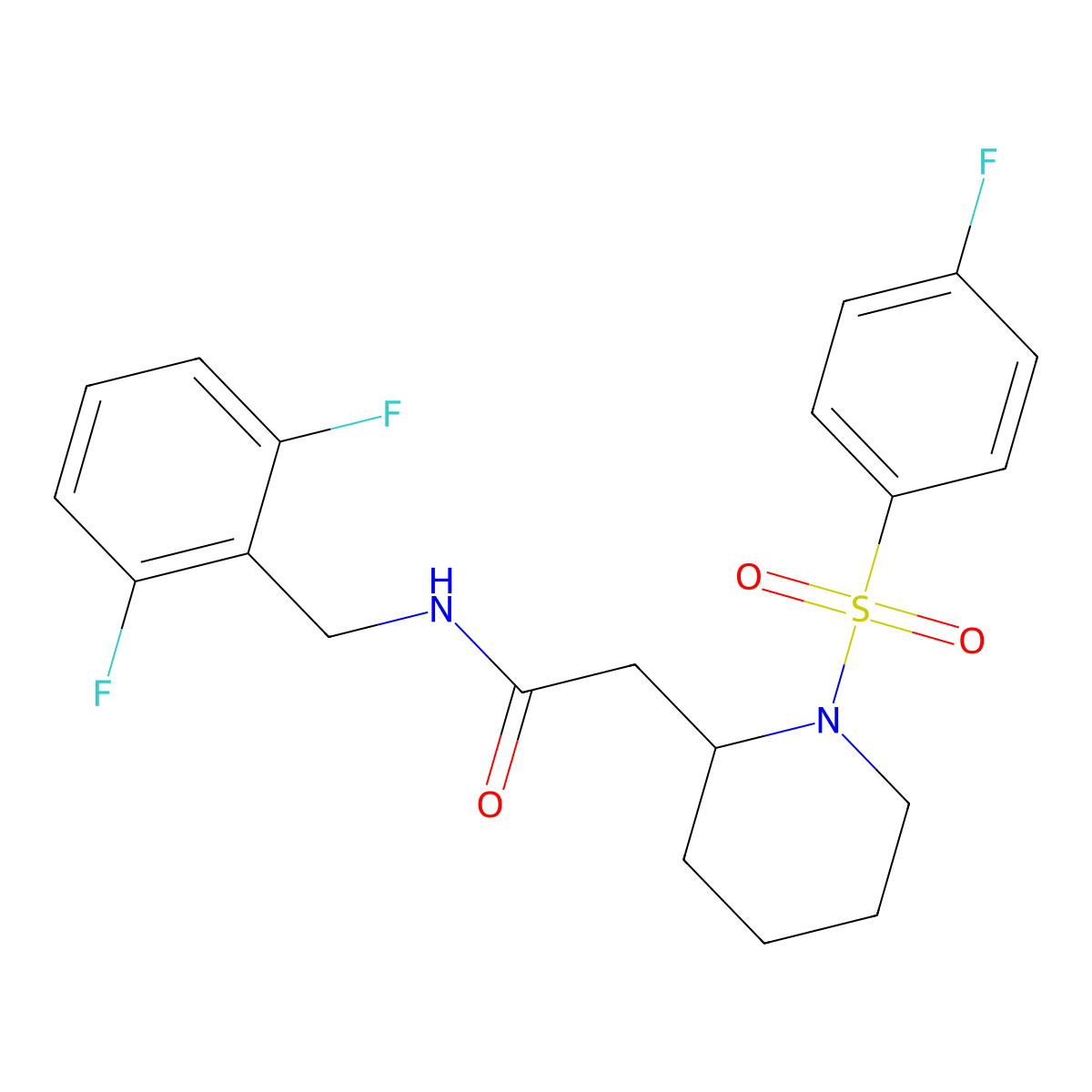 N-(2,6-difluorobenzyl)-2-(1-((4-fluorophenyl)sulfonyl)piperidin-2-yl)acetamide molecular structure, CAS 1021041-56-4