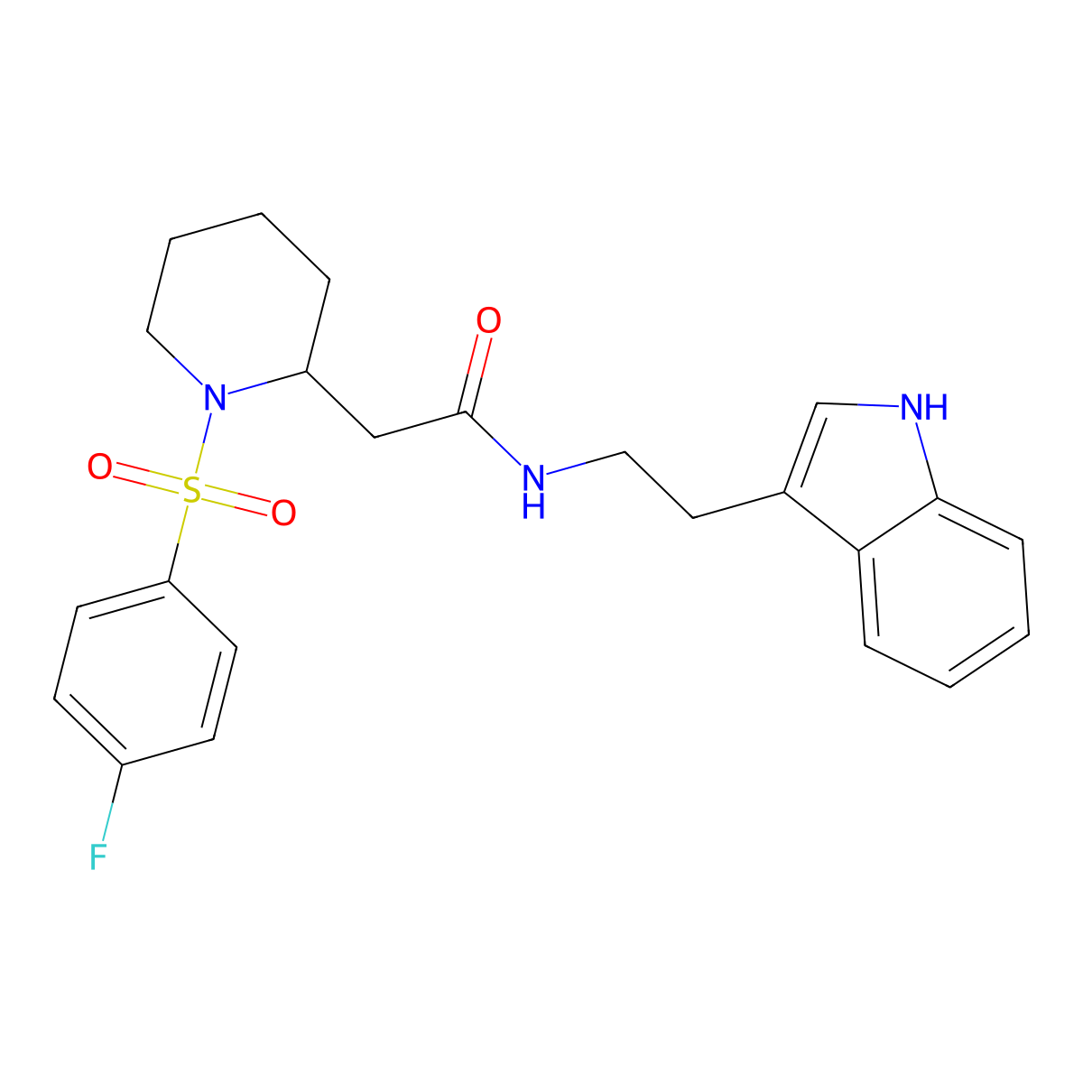 N-(2-(1H-indol-3-yl)ethyl)-2-(1-((4-fluorophenyl)sulfonyl)piperidin-2-yl)acetamide molecular structure, CAS 1021041-64-4