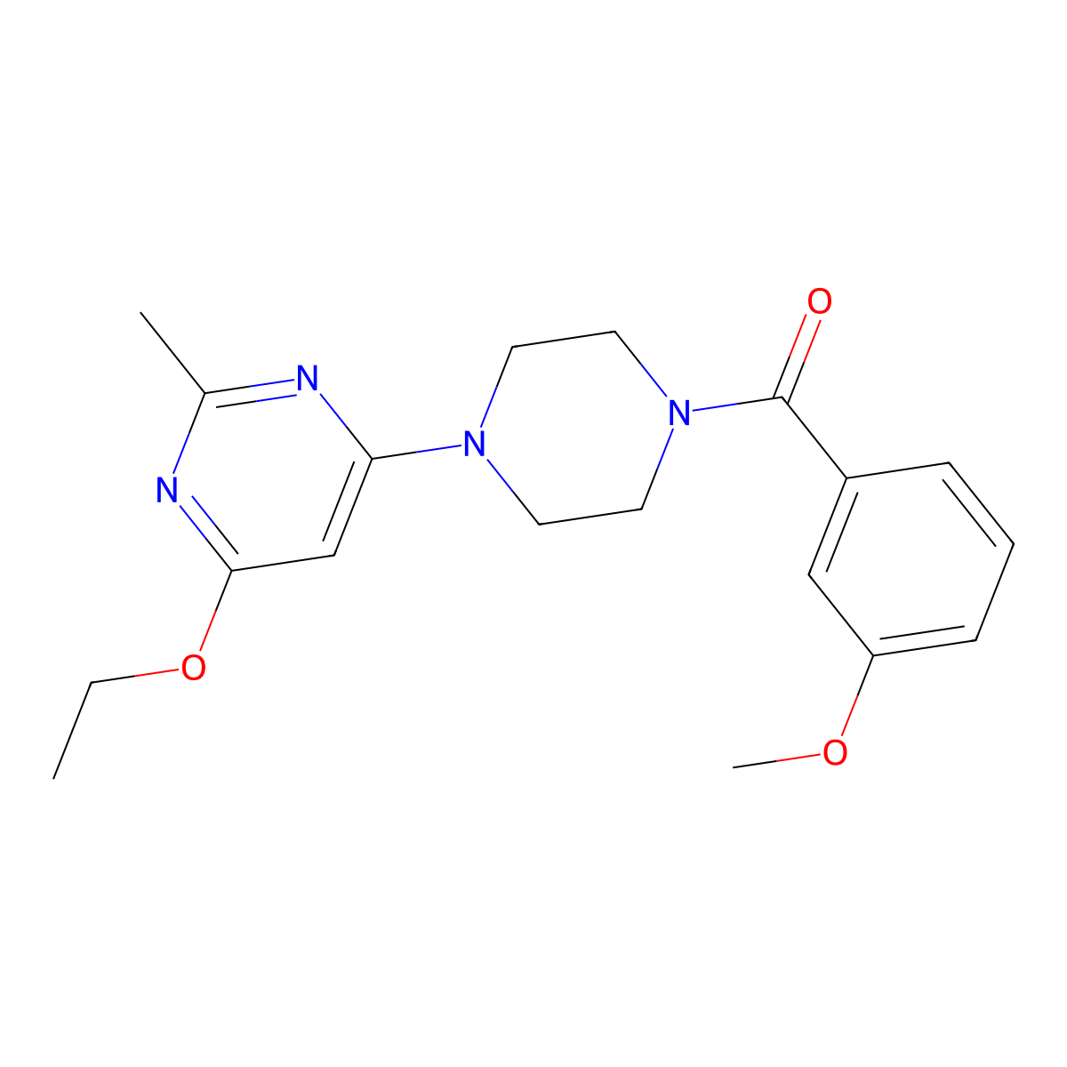 (4-(6-Ethoxy-2-methylpyrimidin-4-yl)piperazin-1-yl)(3-methoxyphenyl)methanone molecular structure, CAS 1021041-68-8