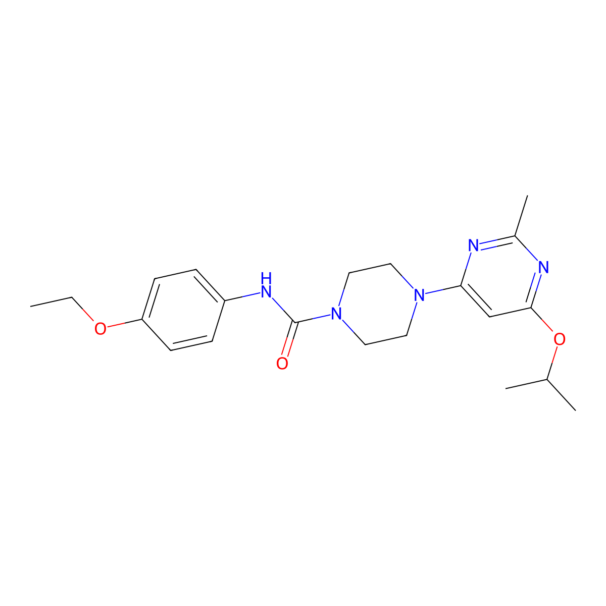 N-(4-ethoxyphenyl)-4-(6-isopropoxy-2-methylpyrimidin-4-yl)piperazine-1-carboxamide molecular structure, CAS 1021041-77-9