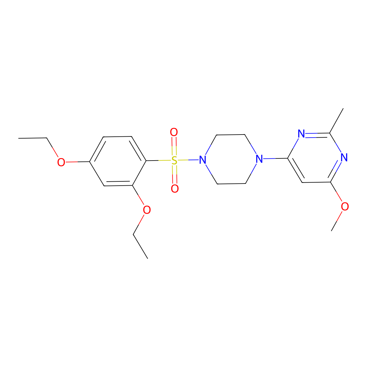4-(4-((2,4-Diethoxyphenyl)sulfonyl)piperazin-1-yl)-6-methoxy-2-methylpyrimidine molecular structure, CAS 1021041-81-5