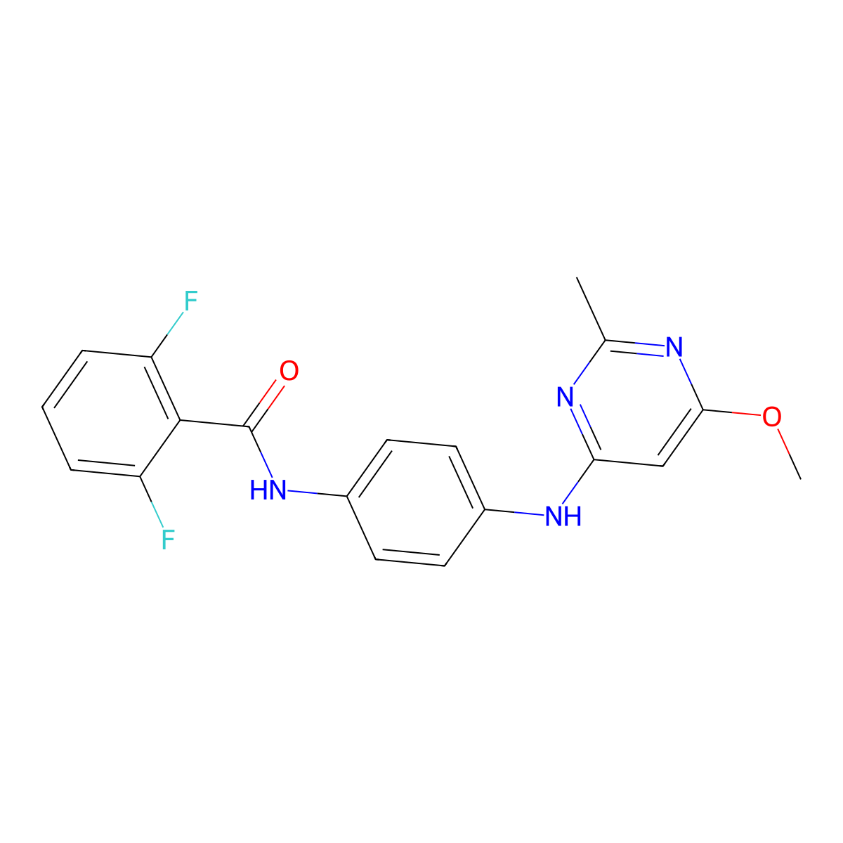 2,6-difluoro-N-(4-((6-methoxy-2-methylpyrimidin-4-yl)amino)phenyl)benzamide molecular structure, CAS 1021041-88-2