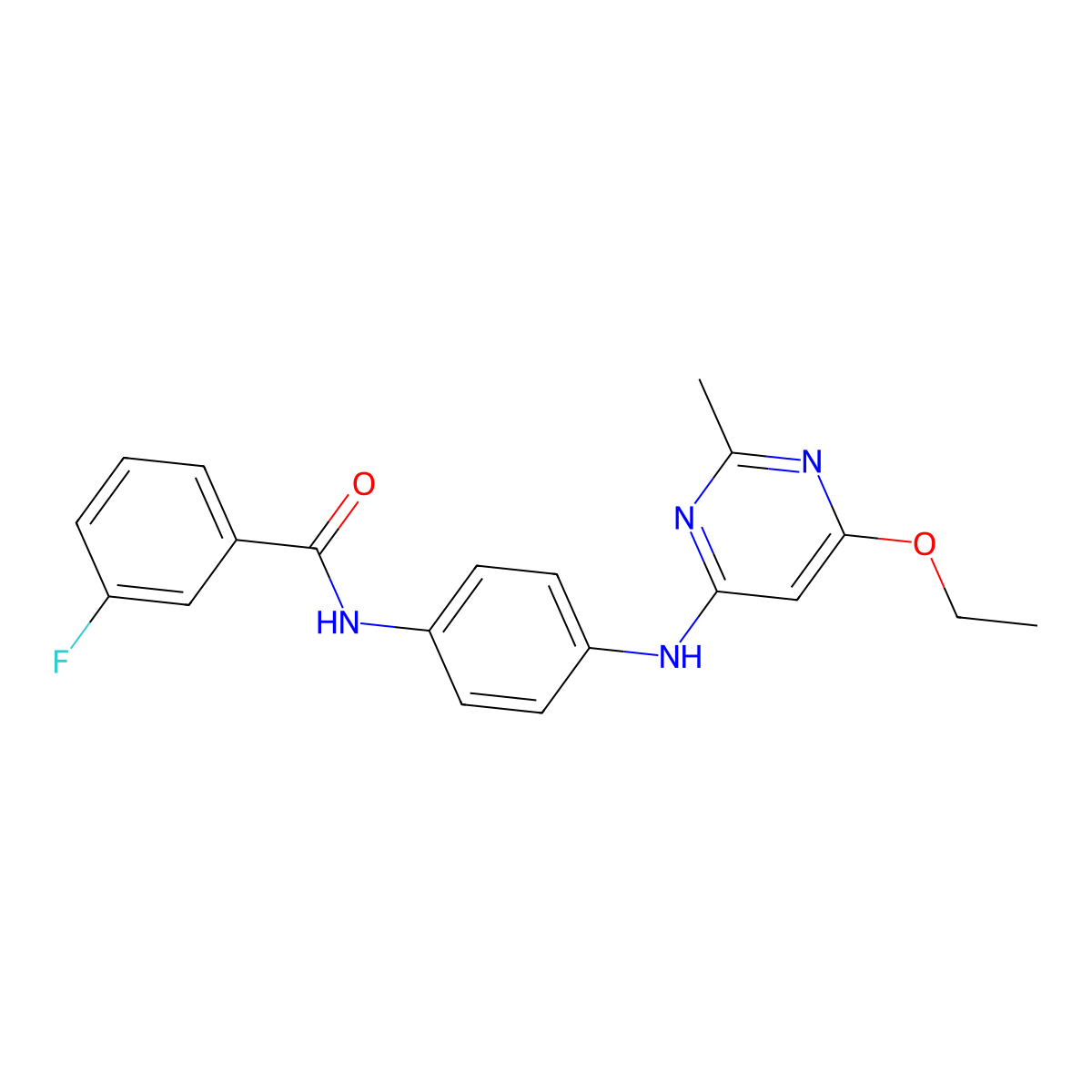 N-(4-((6-ethoxy-2-methylpyrimidin-4-yl)amino)phenyl)-3-fluorobenzamide molecular structure, CAS 1021041-91-7