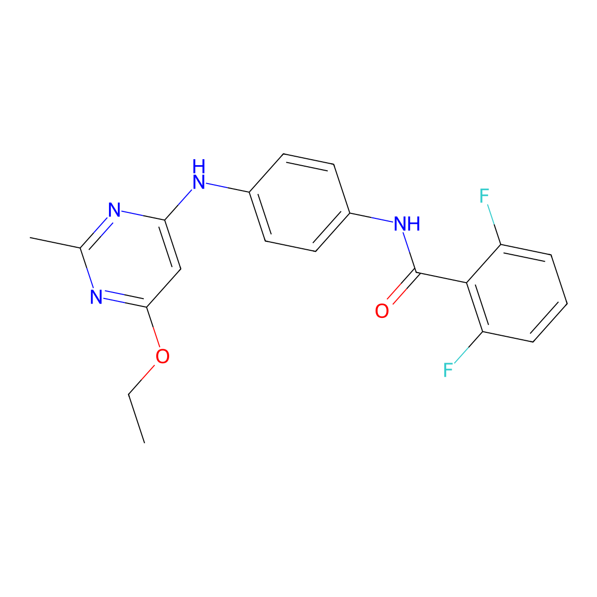 N-(4-((6-ethoxy-2-methylpyrimidin-4-yl)amino)phenyl)-2,6-difluorobenzamide molecular structure, CAS 1021041-94-0