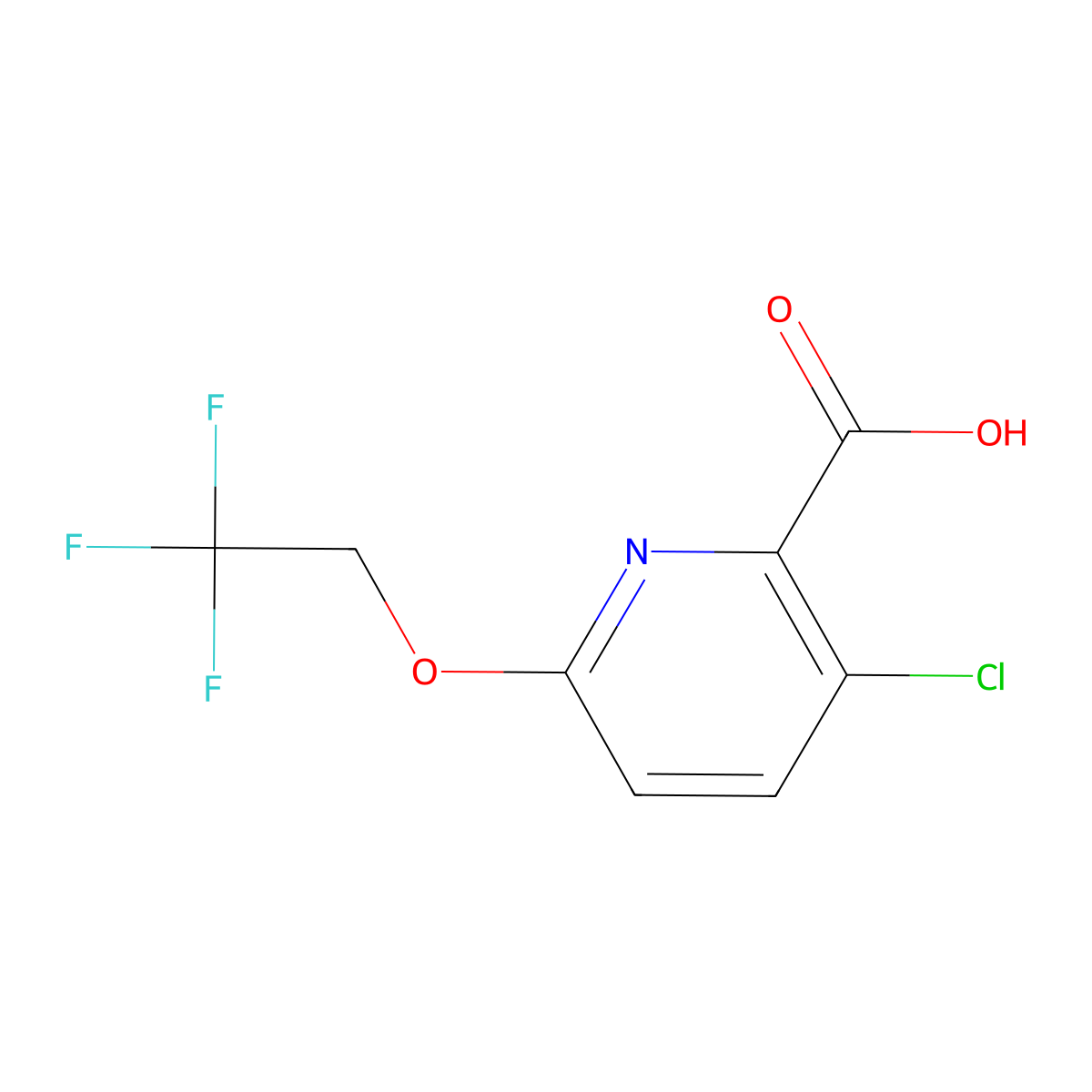 3-Chloro-6-(2,2,2-trifluoroethoxy)pyridine-2-carboxylic acid molecular structure, CAS 1021043-31-1