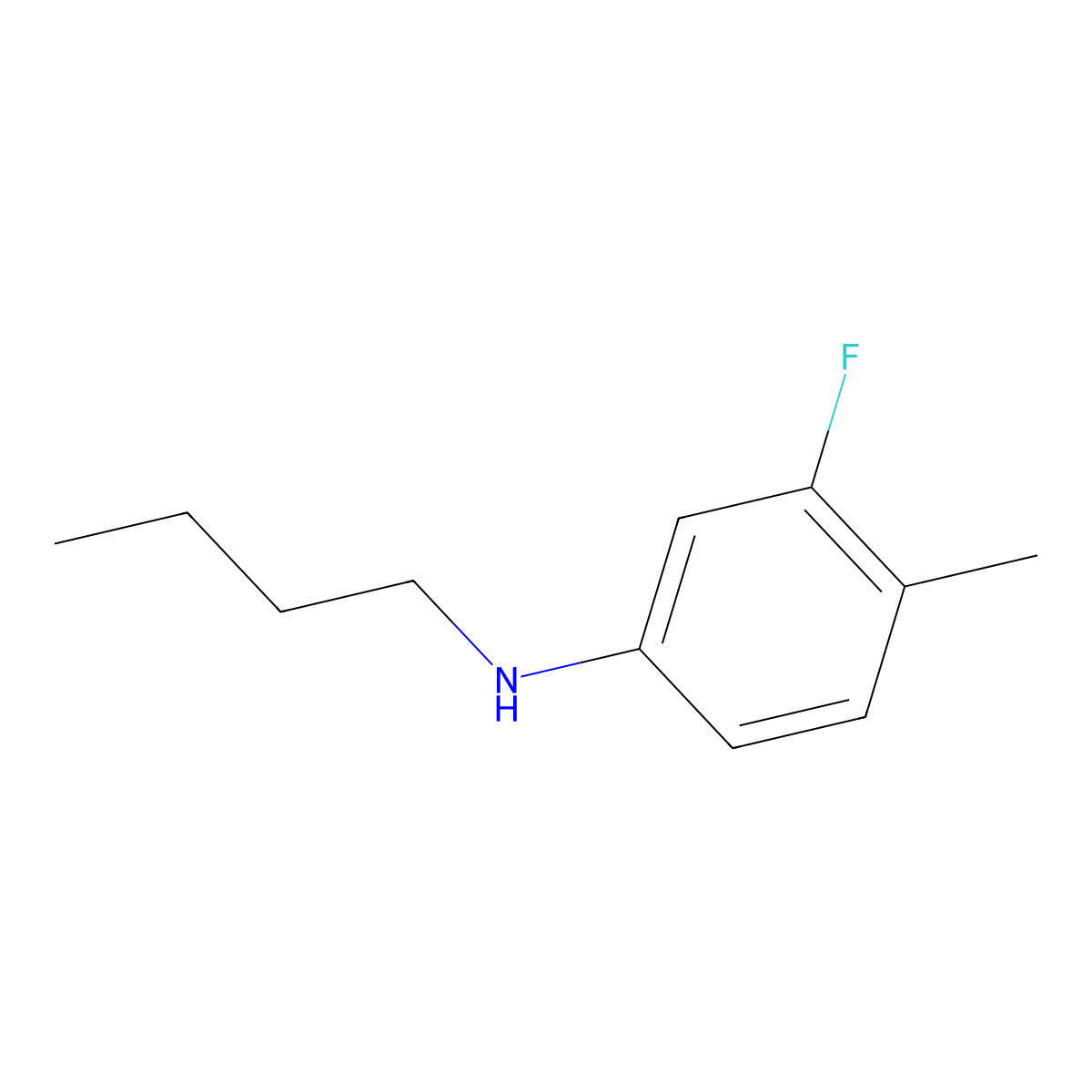 N-butyl-3-fluoro-4-methylaniline molecular structure, CAS 1021043-35-5