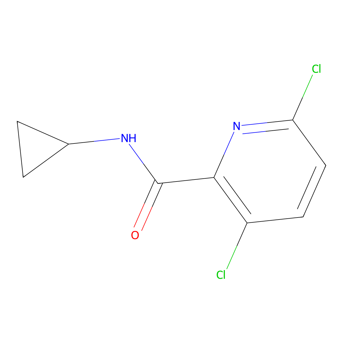 3,6-dichloro-N-cyclopropylpicolinamide molecular structure, CAS 1021043-51-5