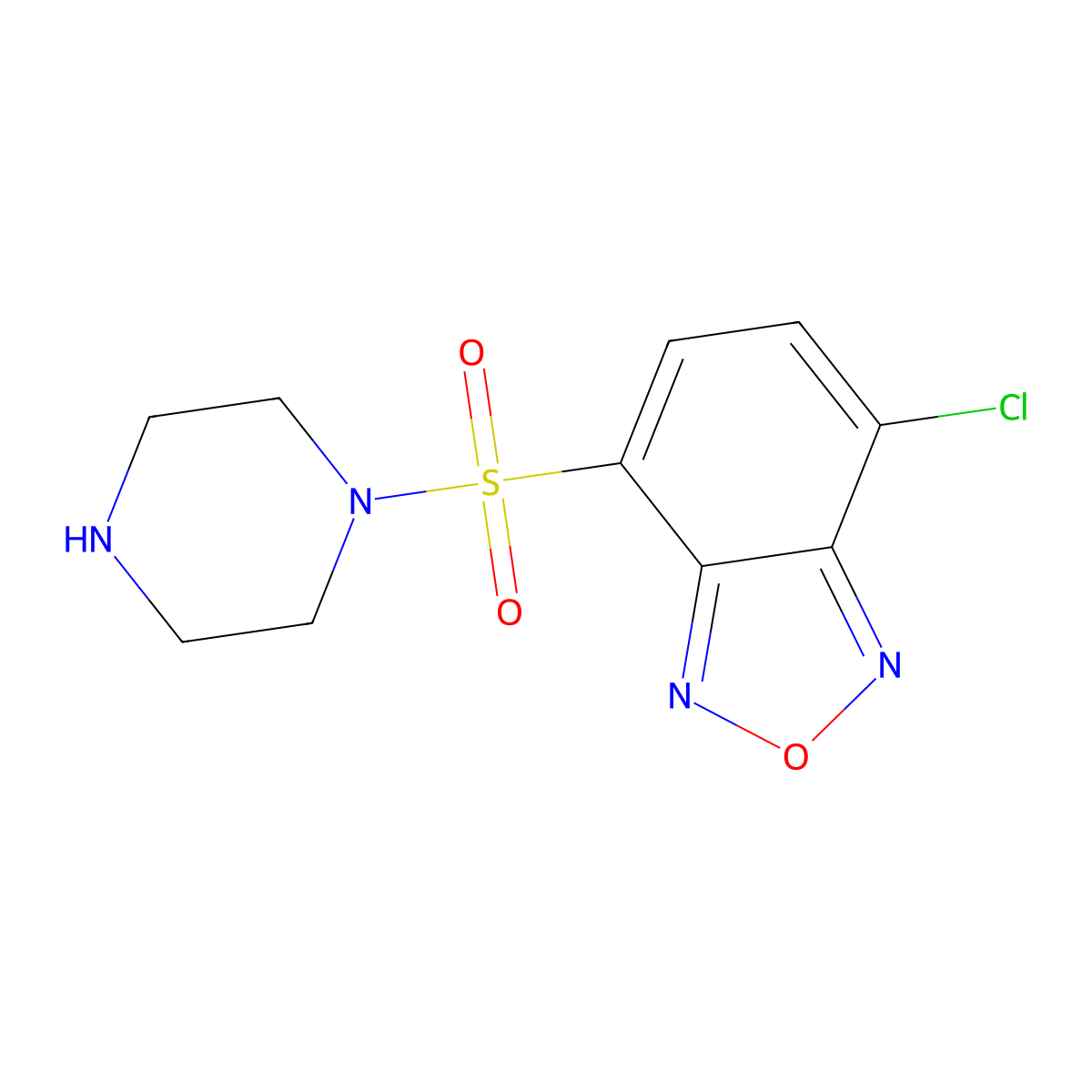 4-Chloro-7-(piperazin-1-ylsulfonyl)-2,1,3-benzoxadiazole molecular structure, CAS 1021044-40-5