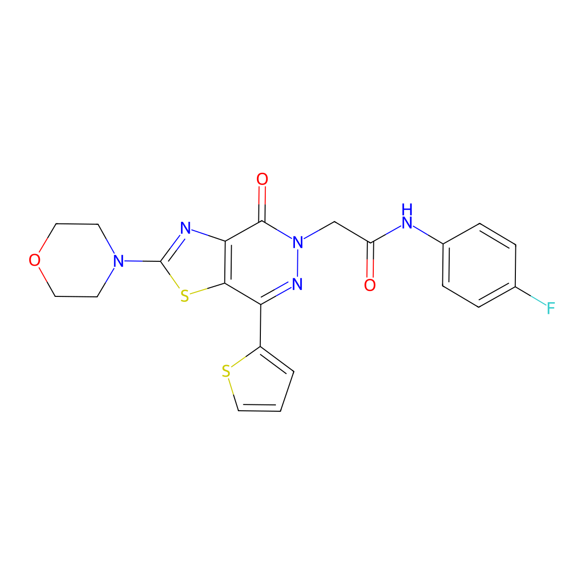 N-(4-fluorophenyl)-2-(2-morpholino-4-oxo-7-(thiophen-2-yl)thiazolo[4,5-d]pyridazin-5(4H)-yl)acetamide molecular structure, CAS 1021045-12-4
