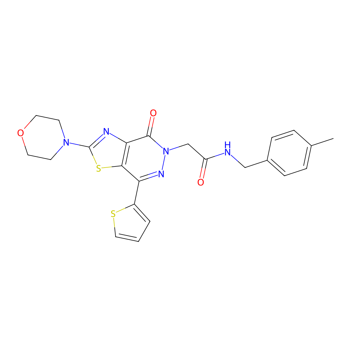 N-(4-methylbenzyl)-2-(2-morpholino-4-oxo-7-(thiophen-2-yl)thiazolo[4,5-d]pyridazin-5(4H)-yl)acetamide molecular structure, CAS 1021045-18-0