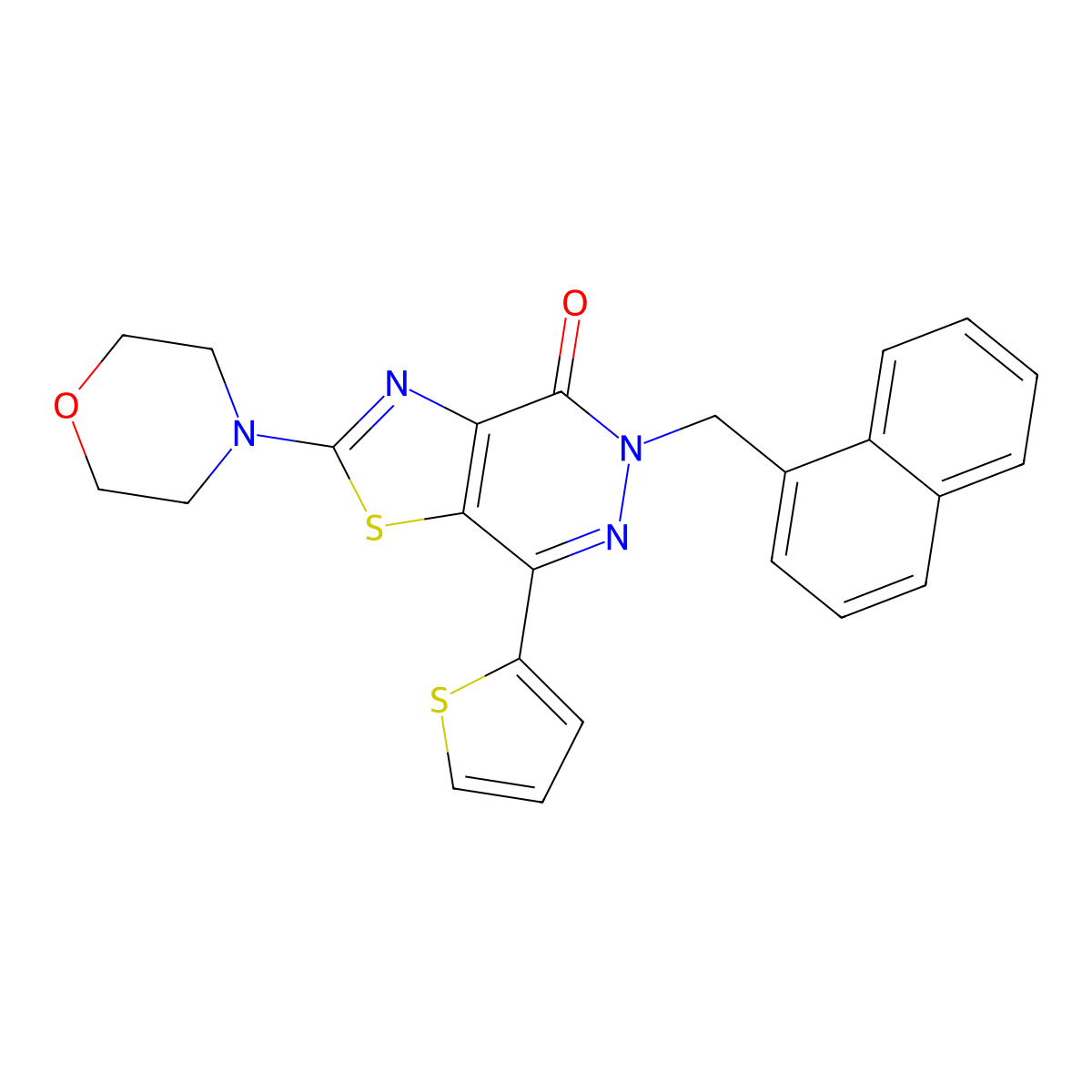 2-morpholino-5-(naphthalen-1-ylmethyl)-7-(thiophen-2-yl)thiazolo[4,5-d]pyridazin-4(5H)-one molecular structure, CAS 1021045-21-5