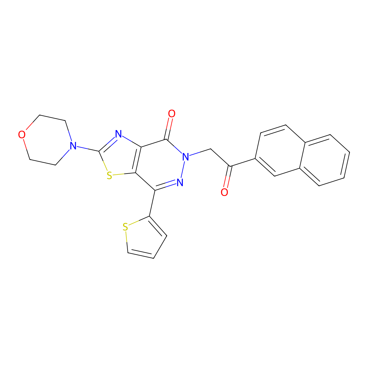 2-morpholino-5-(2-(naphthalen-2-yl)-2-oxoethyl)-7-(thiophen-2-yl)thiazolo[4,5-d]pyridazin-4(5H)-one molecular structure, CAS 1021045-24-8