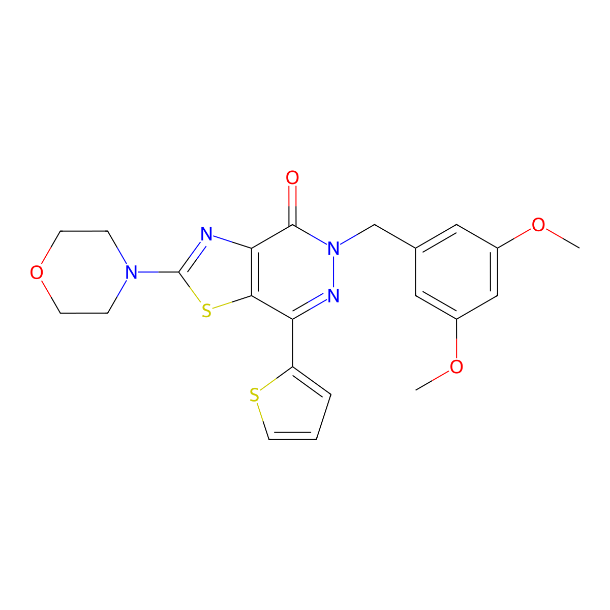 5-(3,5-dimethoxybenzyl)-2-morpholino-7-(thiophen-2-yl)thiazolo[4,5-d]pyridazin-4(5H)-one molecular structure, CAS 1021045-30-6
