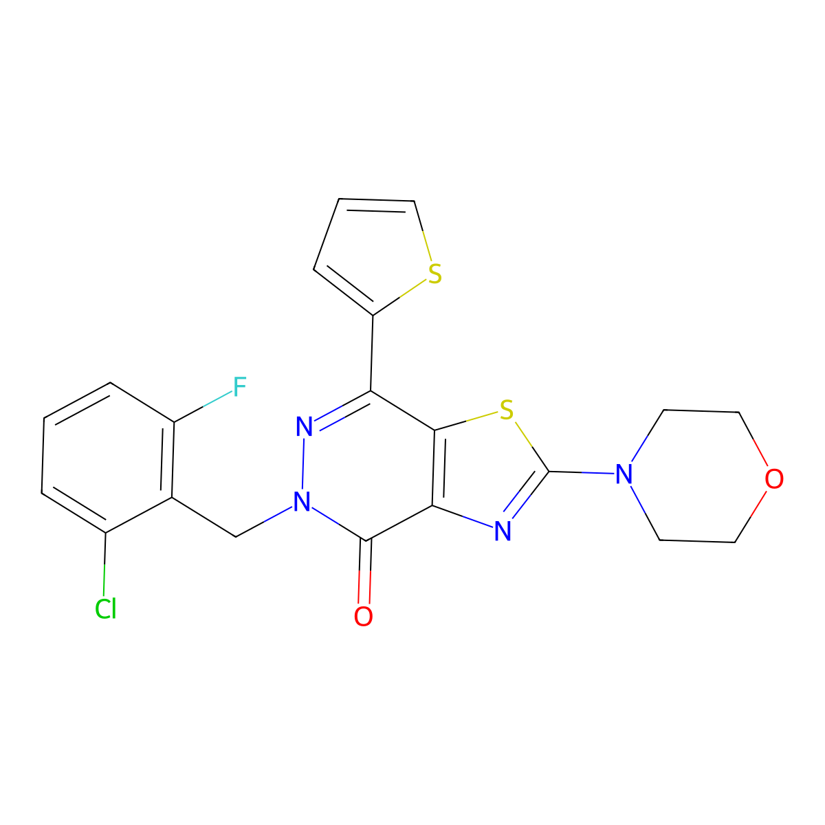 5-(2-chloro-6-fluorobenzyl)-2-morpholino-7-(thiophen-2-yl)thiazolo[4,5-d]pyridazin-4(5H)-one molecular structure, CAS 1021045-36-2