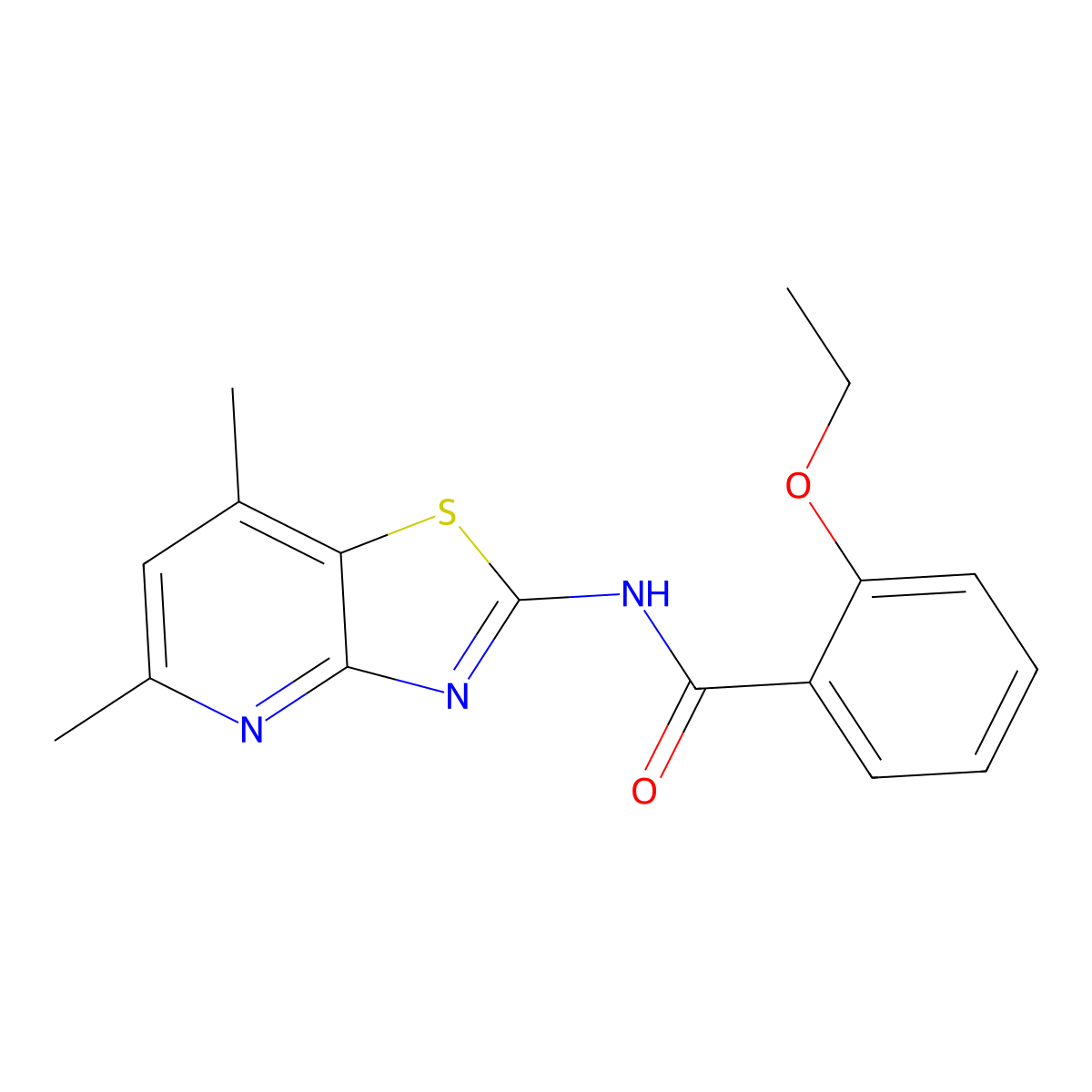 N-(5,7-dimethylthiazolo[4,5-b]pyridin-2-yl)-2-ethoxybenzamide molecular structure, CAS 1021045-62-4