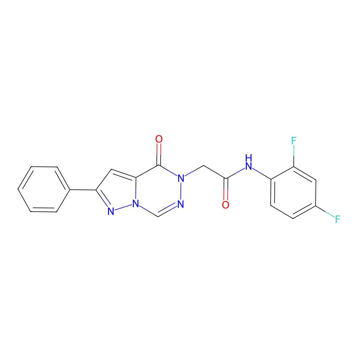 N-(2,4-difluorophenyl)-2-(oxo-8-phenylpyrazolo[1,5-d][1,2,4]triazin-1-yl)acetamide molecular structure, CAS 1021045-81-7