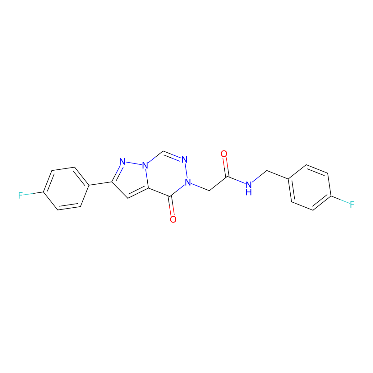 N-(4-fluorobenzyl)-2-(8-(4-fluorophenyl)-(oxo)pyrazolo[1,5-d][1,2,4]triazin-1-yl)acetamide molecular structure, CAS 1021045-97-5